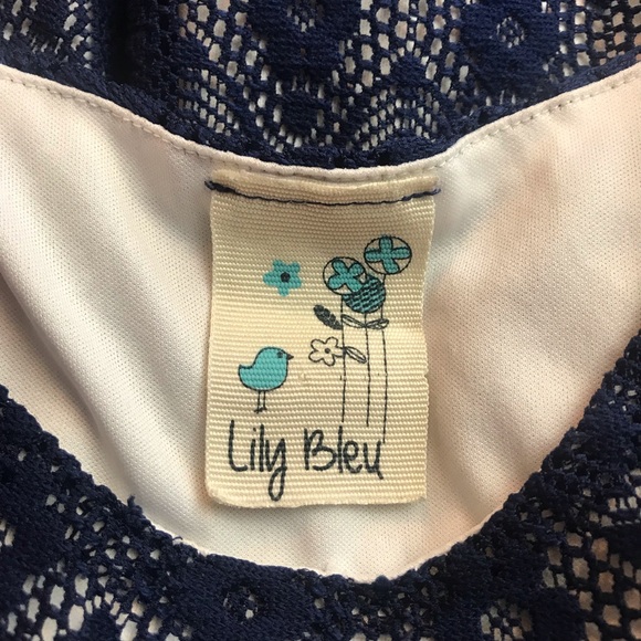 Lily Bleu Girls Dress Spring Summer 5 Navy Lace Sleeveless *Flaw* - Picture 4 of 9